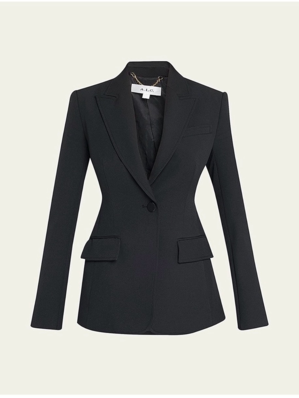 A.L.C. Black Tailored Single-Button Long Line Blazer